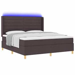 Postel s boxspringem s LED pásky Hnědá 180 x 200 cm textil - obrázek 3