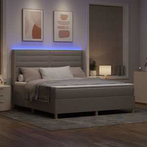 Postel s boxspringem s LED pásky Taupe 180 x 200 cm textil - obrázek 5