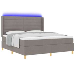Postel s boxspringem s LED pásky Taupe 180 x 200 cm textil - obrázek 3