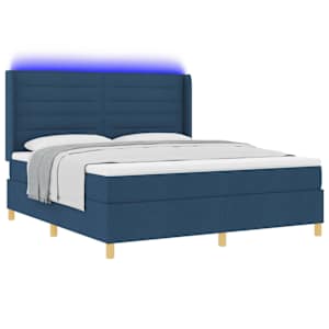 Postel s boxspringem s LED pásky Modrá 180 x 200 cm textil - obrázek 3