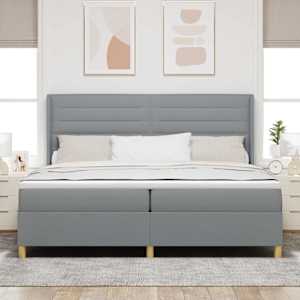 Postel s boxspringem s čelo Světle šedá 200 x 200 cm textil - obrázek 4