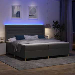 Postel s boxspringem s matrací s LED Šedá 200 x 200 cm textil - obrázek 5