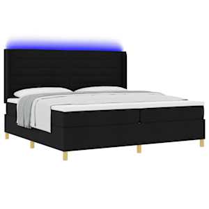Postel s boxspringem s matrací s LED Černá 200 x 200 cm textil - obrázek 3