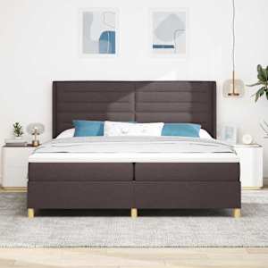 Postel s boxspringem s matrací s LED Hnědá 200 x 200 cm textil - obrázek 4