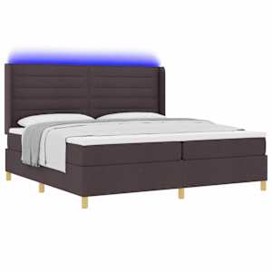 Postel s boxspringem s matrací s LED Hnědá 200 x 200 cm textil - obrázek 3