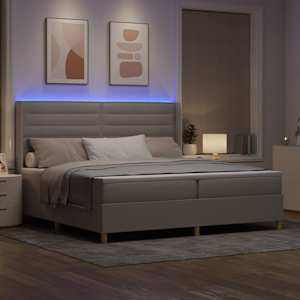 Postel s boxspringem s LED pásky Taupe 200 x 200 cm textil - obrázek 5