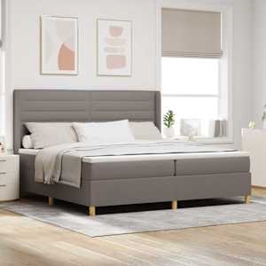 Postel s boxspringem s LED pásky Taupe 200 x 200 cm textil - obrázek 1