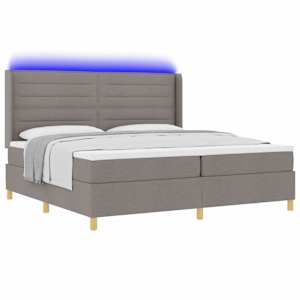Postel s boxspringem s LED pásky Taupe 200 x 200 cm textil - obrázek 3
