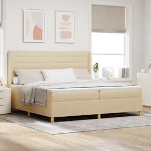 Postel s boxspringem s matrací Krémová 200 x 200 cm textil - obrázek 1