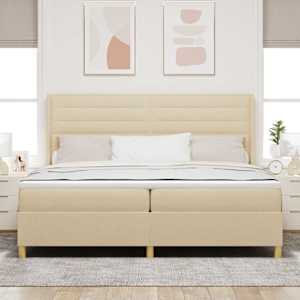 Postel s boxspringem s matrací Krémová 200 x 200 cm textil - obrázek 4