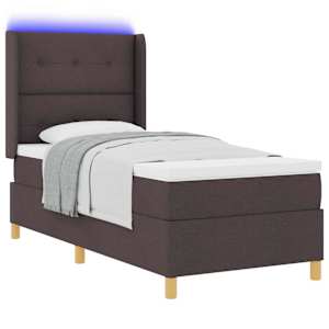 Postel s boxspringem s LED pásky Hnědá 80 x 200 cm textil - obrázek 3