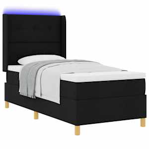 Postel s boxspringem s LED pásky Černá 90 x 200 cm textil - obrázek 3