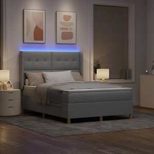 Postel s boxspringem s čelo Světle šedá 140 x 190 cm textil - obrázek 5