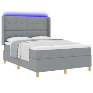 Postel s boxspringem s čelo Světle šedá 140 x 190 cm textil - obrázek 3