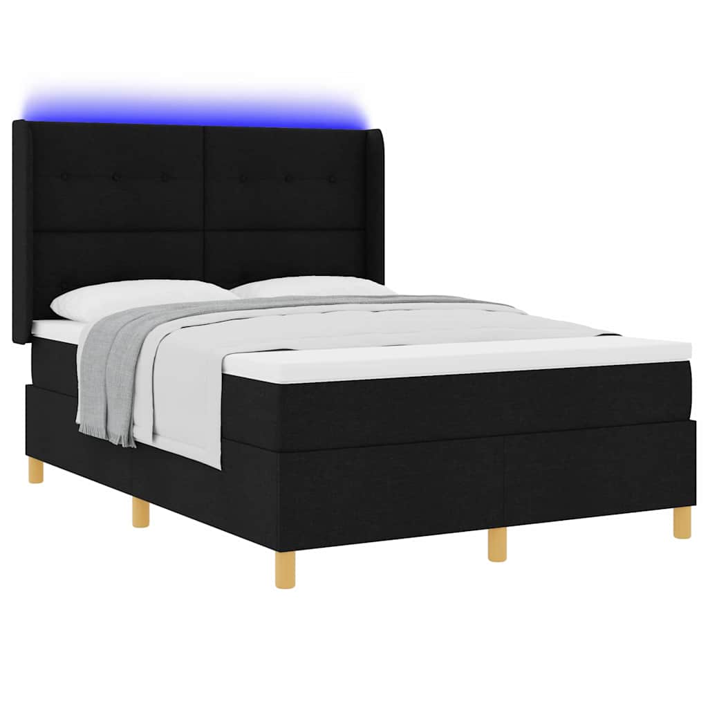 Thumbnail - vidaXL Boxspringbett mit LED-Lichtleisten Schwarz 140 x 190 cm Stoff