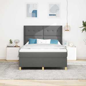 Postel s boxspringem s LED pásky Šedá 140 x 200 cm textil - obrázek 4