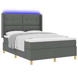 Postel s boxspringem s LED pásky Šedá 140 x 200 cm textil - obrázek 3