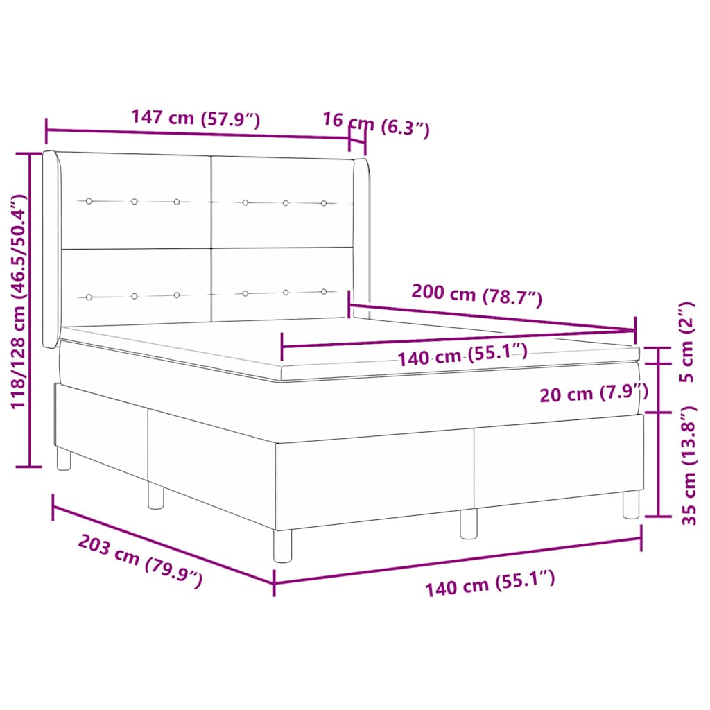 Postel s boxspringem s LED pásky Modrá 140 x 200 cm textil - obrázek 13