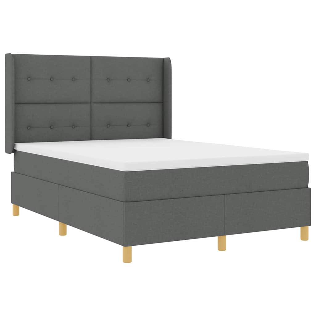 Thumbnail - vidaXL Boxspringbett mit Matratze mit Kopfteil Grau 140 x 200 cm Stoff
