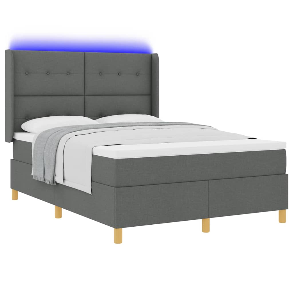 Thumbnail - vidaXL Boxspringbett mit Matratze mit Kopfteil Grau 140 x 200 cm Stoff