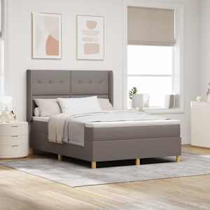 Postel s boxspringem s matrací s čelo Taupe 140 x 200 cm textil - obrázek 1