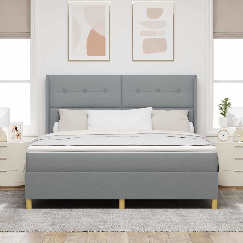 Postel s boxspringem s matrací Světle šedá 140 x 200 cm textil - obrázek 4