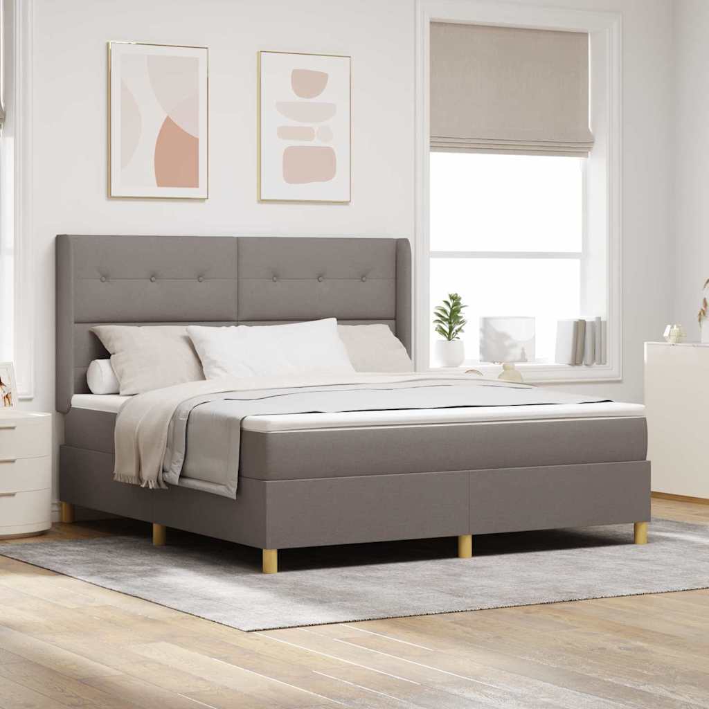 Postel s boxspringem s matrací s čelo Taupe 140 x 200 cm textil