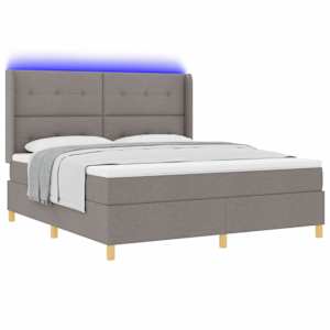 Postel s boxspringem s LED pásky Taupe 180 x 200 cm textil - obrázek 3