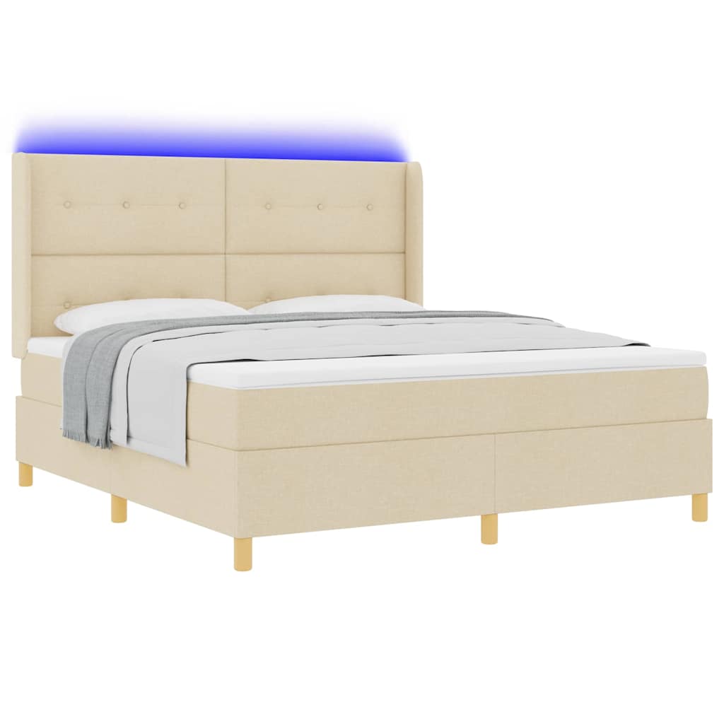 Postel s boxspringem s LED pásky Krémová 180 x 200 cm textil - obrázek 3