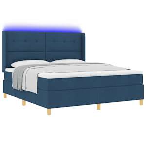 Postel s boxspringem s LED pásky Modrá 180 x 200 cm textil - obrázek 3