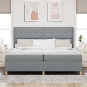 Postel s boxspringem s čelo Světle šedá 200 x 200 cm textil - obrázek 4