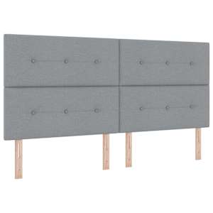 Postel s boxspringem s čelo Světle šedá 200 x 200 cm textil - obrázek 6