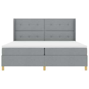 Postel s boxspringem s čelo Světle šedá 200 x 200 cm textil - obrázek 8