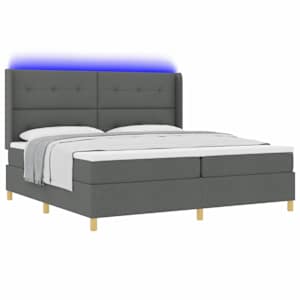Postel s boxspringem s LED pásky Šedá 200 x 200 cm textil - obrázek 3
