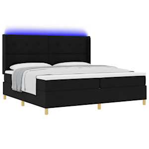 Postel s boxspringem s LED pásky Černá 200 x 200 cm textil - obrázek 3