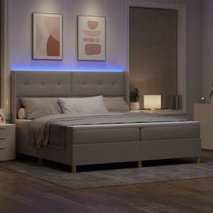 Postel s boxspringem s LED pásky Taupe 200 x 200 cm textil - obrázek 5