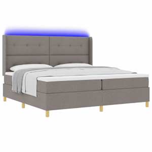 Postel s boxspringem s LED pásky Taupe 200 x 200 cm textil - obrázek 3