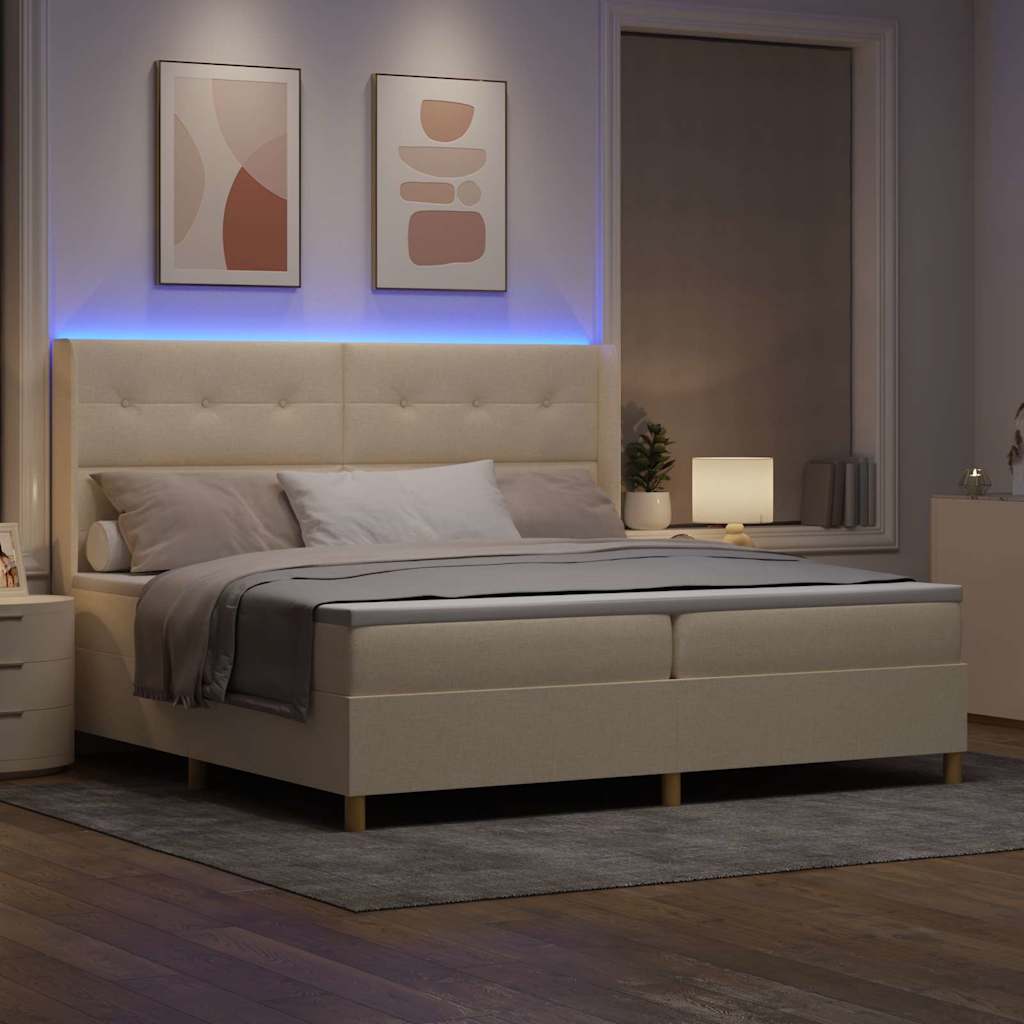 Postel s boxspringem s matrací Krémová 140 x 200 cm textil - obrázek 5