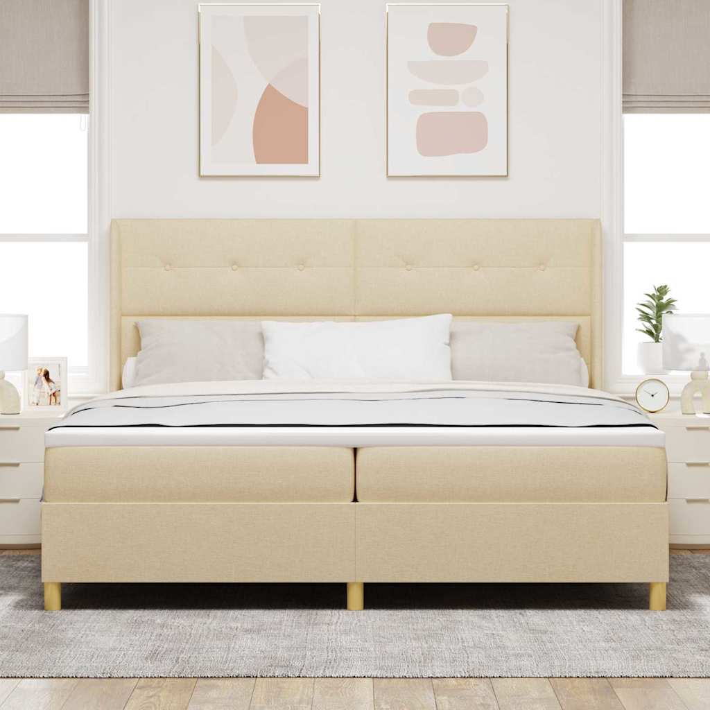 Postel s boxspringem s matrací Krémová 140 x 200 cm textil - obrázek 4