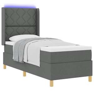 Postel s boxspringem s LED pásky s čelo Šedá 80 x 200 cm textil - obrázek 3