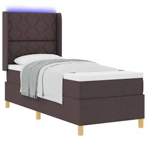 Postel s boxspringem s LED pásky Hnědá 80 x 200 cm textil - obrázek 3