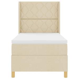Postel s boxspringem s LED pásky Krémová 90 x 190 cm textil - obrázek 8
