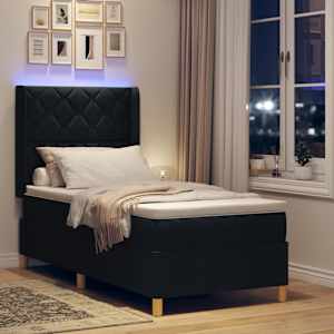 Postel s boxspringem s LED pásky Černá 90 x 200 cm textil - obrázek 5