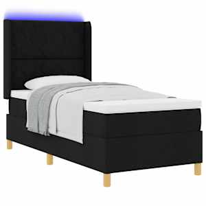 Postel s boxspringem s LED pásky Černá 90 x 200 cm textil - obrázek 3