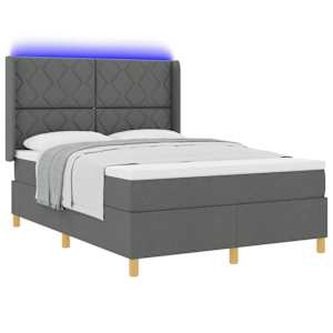 Postel s boxspringem s LED pásky Šedá 140 x 190 cm textil - obrázek 3