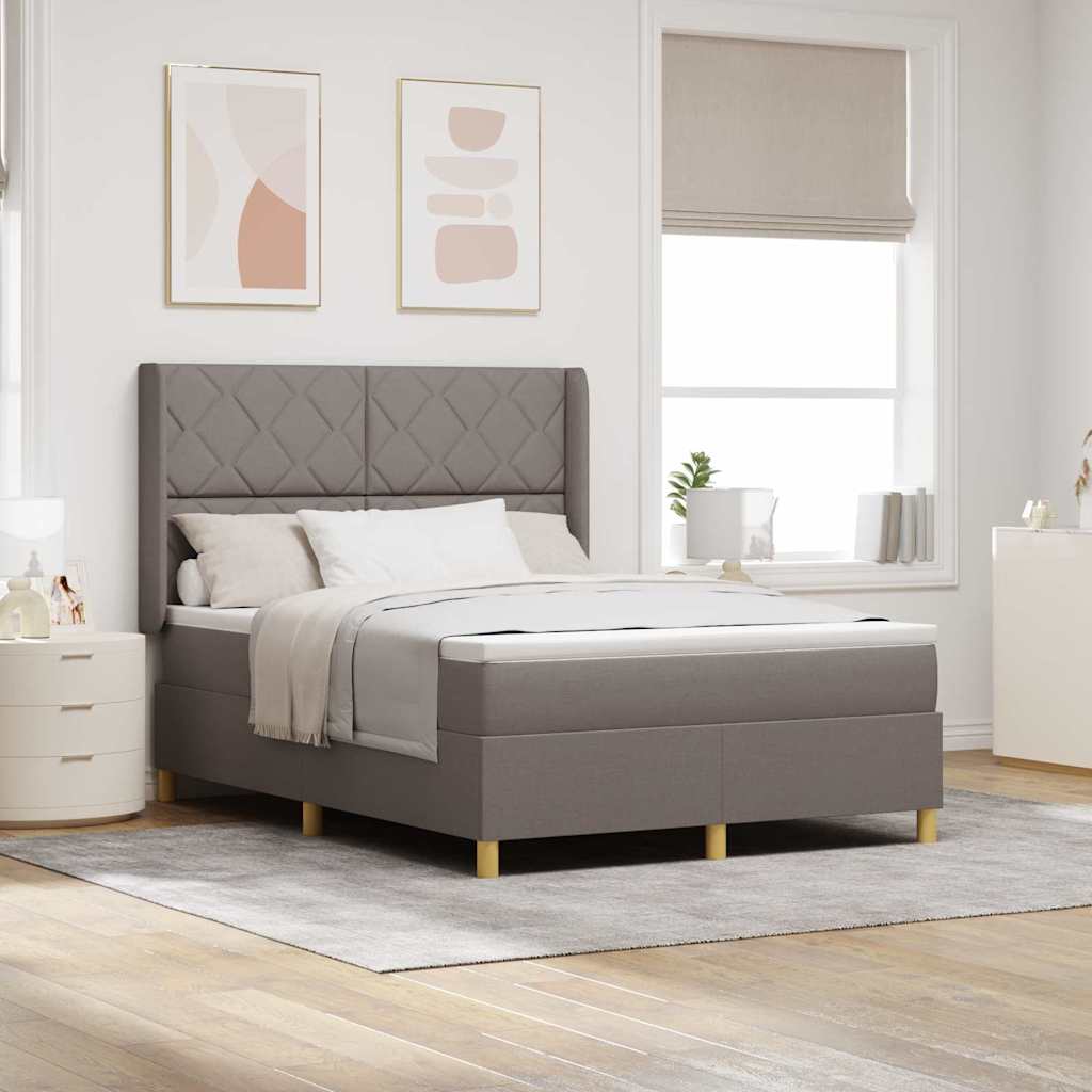 Kasti Vedrustusvoodi koos Madratsiga ja LED Valgusega Taupe 140x190 cm Kangas
