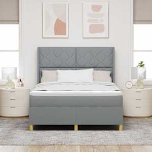 Postel s boxspringem s čelo Světle šedá 160 x 200 cm textil - obrázek 4