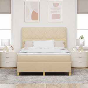 Postel s boxspringem s LED pásky Krémová 160 x 200 cm textil - obrázek 4