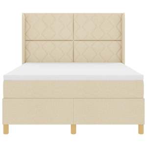 Postel s boxspringem s LED pásky Krémová 160 x 200 cm textil - obrázek 8