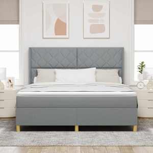 Postel s boxspringem s čelo Světle šedá 180 x 200 cm textil - obrázek 4